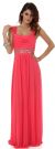Main image of Empire Cut Long Formal Dress with Cap Sleeves 