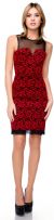 Main image of Floral Lace Short Party Dress with Mesh Trim