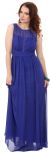 Semi Sheer Top Chiffon Long Formal Bridesmaid Dress in Royal Blue