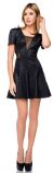 Main image of Short Sleeves Mini Party Dress with Mesh at Neck & Waist