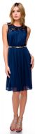 Main image of Round Neck Graduation Party Dress with Lace & Silver Belt