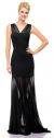 Main image of V-Neck Floor Length Sheer Skirt Formal Evening Dress 