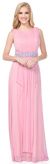 Main image of Gathered Bust Beaded Waist Long Formal Bridesmaid Dress