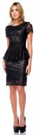 Main image of Metallic Lace Peplum Top Fitted Short Cocktail Party Dress