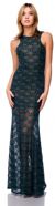 Main image of Racer Front Long Metallic Lace Formal Cocktail Dress