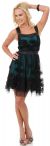 Rosette Pattern Short Formal Party Dress in Mesh in Black/Teal