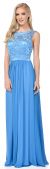 Main image of Scalloped Boat Neck Lace Long Formal Bridesmaid Dress.