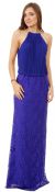 Main image of Halter Neck Pleated Blouson Top Long Bridesmaid Dress 