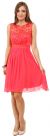 Floral Lace Top Short Bridesmaid Party Dress in Coral
