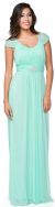 Main image of Scoop Neck Broad Straps Shirred Long Formal Bridesmaid Dress