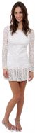 Full Sleeves Flared Skirt Sequined Mini Party Dress in White