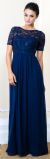 Main image of Sequins Lace Bodice Half Sleeves Long Formal Evening Dress.
