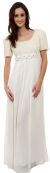 Main image of Floral Waistline Detail Short Sleeved Long Formal Gown