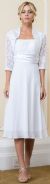 Lace Top Chiffon Skirt Formal MOB Dress with Bolero in White