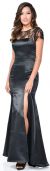 Main image of Lace Yoke Front Slit High Low Formal Bridesmaid Dress