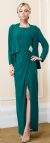 Full Sleeves Jacket Formal Mother of the Bride Dress with Jacket