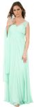 V-Neck Bejeweled Shoulders Ruched Formal Bridesmaid Dress in Mint