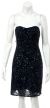 Strapless Short Prom Dress Fully Hand Beaded Sequins in Navy