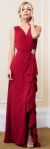 Main image of V-Neck Wrap Style Front Slit Long Formal Evening Dress