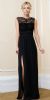 Main image of Lace Top Boat Neck Long Evening Gown with Front Slit
