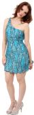 One Shoulder Two Tone Dress with Asymetical Hemline in Turquoise