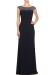 Main image of Cap Sleeve Mesh Top Formal Evening Dress with Rhinestones