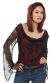 Loose Fitting Formal Beaded Blouse in Black/Red