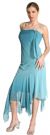 Asymmetric Diamond Brooch Formal Dress in Teal color