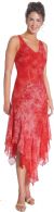 Asymmetrical Floral Print Formal Party Dress in Coral color