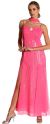 Main image of Beaded Spaghetti Strapped and Fringed Style Long Dress
