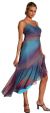 Two Tone Asymmetric Formal Dress in Teal color