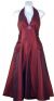 Halter Neck Taffeta Tea Length Party Dress in Eggplant color