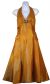 Halter Neck Taffeta Tea Length Party Dress in Gold color
