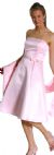 Strapless Satin Short Evening Dress in Pink color
