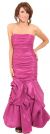 Strapless Shirred Formal Gown with Bottom Applique in Magenta