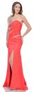 Main image of One Sleeve Formal Prom Dress with Front Slit