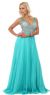 Main image of V-Neck Bejeweled Mesh Top Floor Length Formal Prom Dress