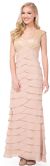 Main image of V-Neck Tiered Long Formal Prom Dress with Lace on Bust