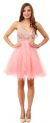 Main image of Strapless Beaded Bust Mesh Short Party Prom Dress