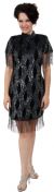 Main image of Turtle Neck Vintage Fully Beaded Short Dress with Fringes