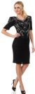 Main image of V-Neck Floral Bodice Half Sleeves Formal Sequined Dress