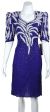 Sequined Tea Length Cocktail Dress in Royal/White