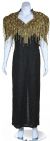 Vintage Look V-Neck Half Sleeves Formal Evening Dress in Black/Gold