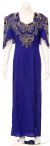 Main image of Half Sleeve Full Length Beaded Gown with keyhole back.