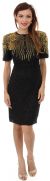 Main image of Knee Length Half Sleeves Beaded Cocktail Dress with Keyhole
