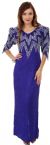 Main image of Long Formal Beaded Gown with Zig-Zag Pattern on Bodice