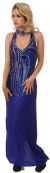 Main image of Deep V-Neck Halter Long Beaded Formal Dress with Collar