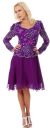 Main image of Full Sleeves Knee Length Beaded Bodice Cocktail Dress