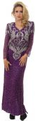 Main image of Full Sleeves Long Beaded Formal Gown with Elegant Bodice