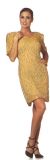 Short Sleeve Sequined Cocktail Dress in Gold color